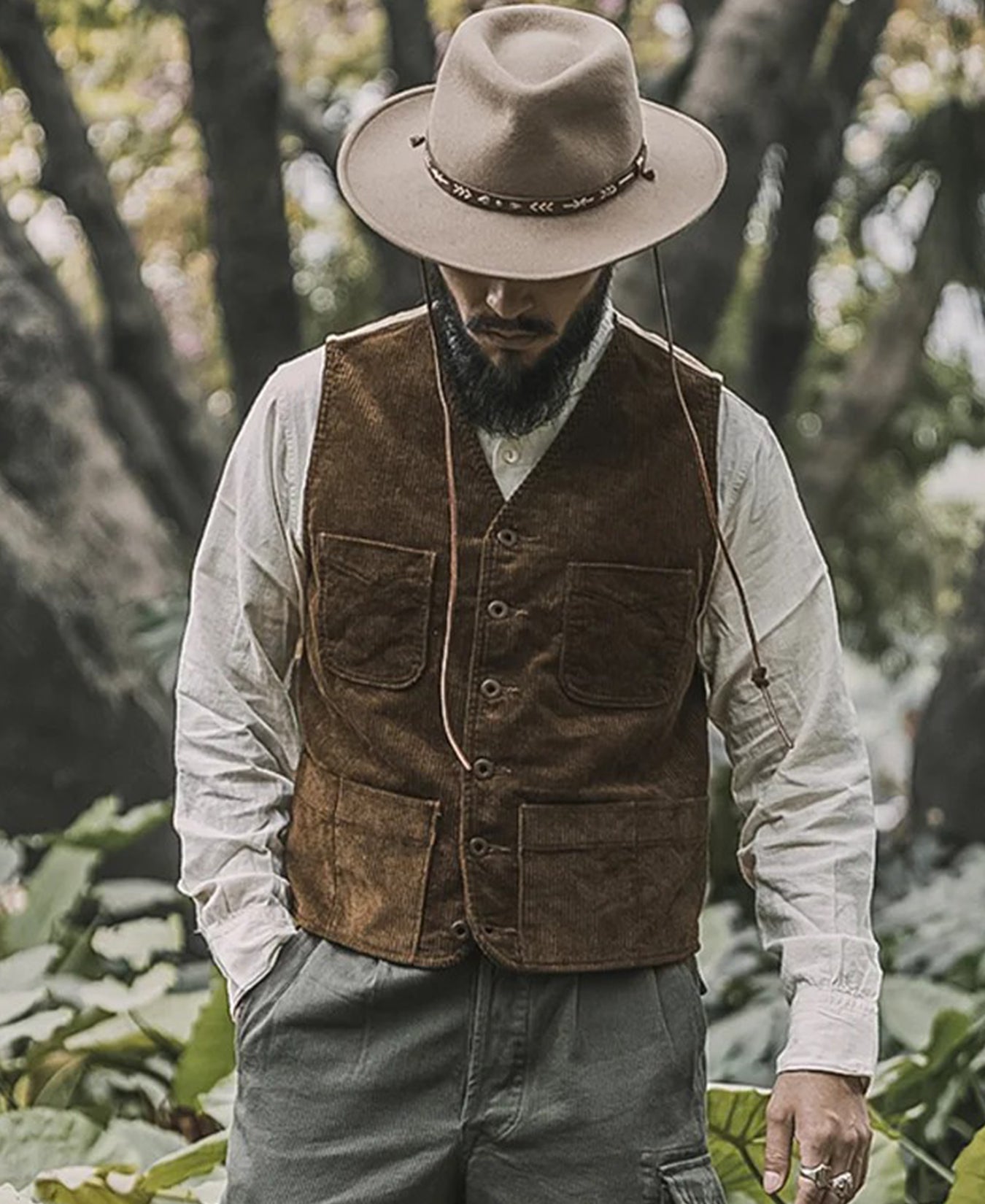 Men's navy blue corduroy vest 