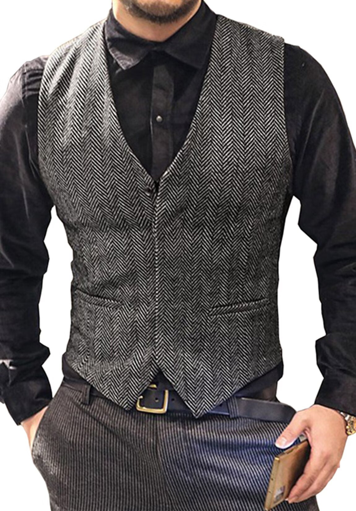 Men's gray tweed vest  