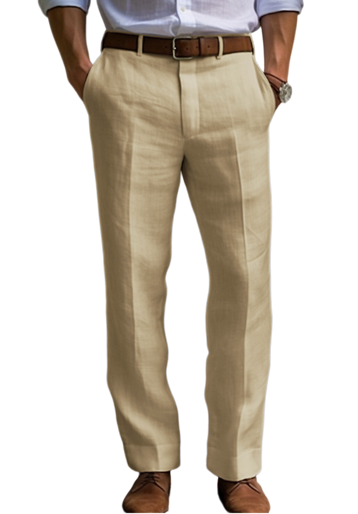 Men Linen Pants Khaki