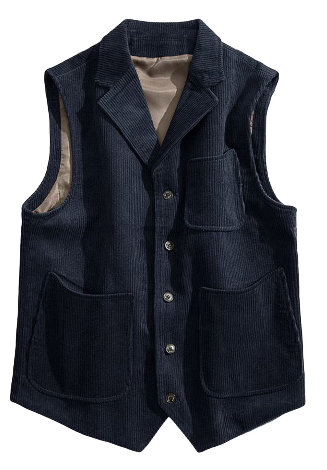 Men's navy blue corduroy vest 