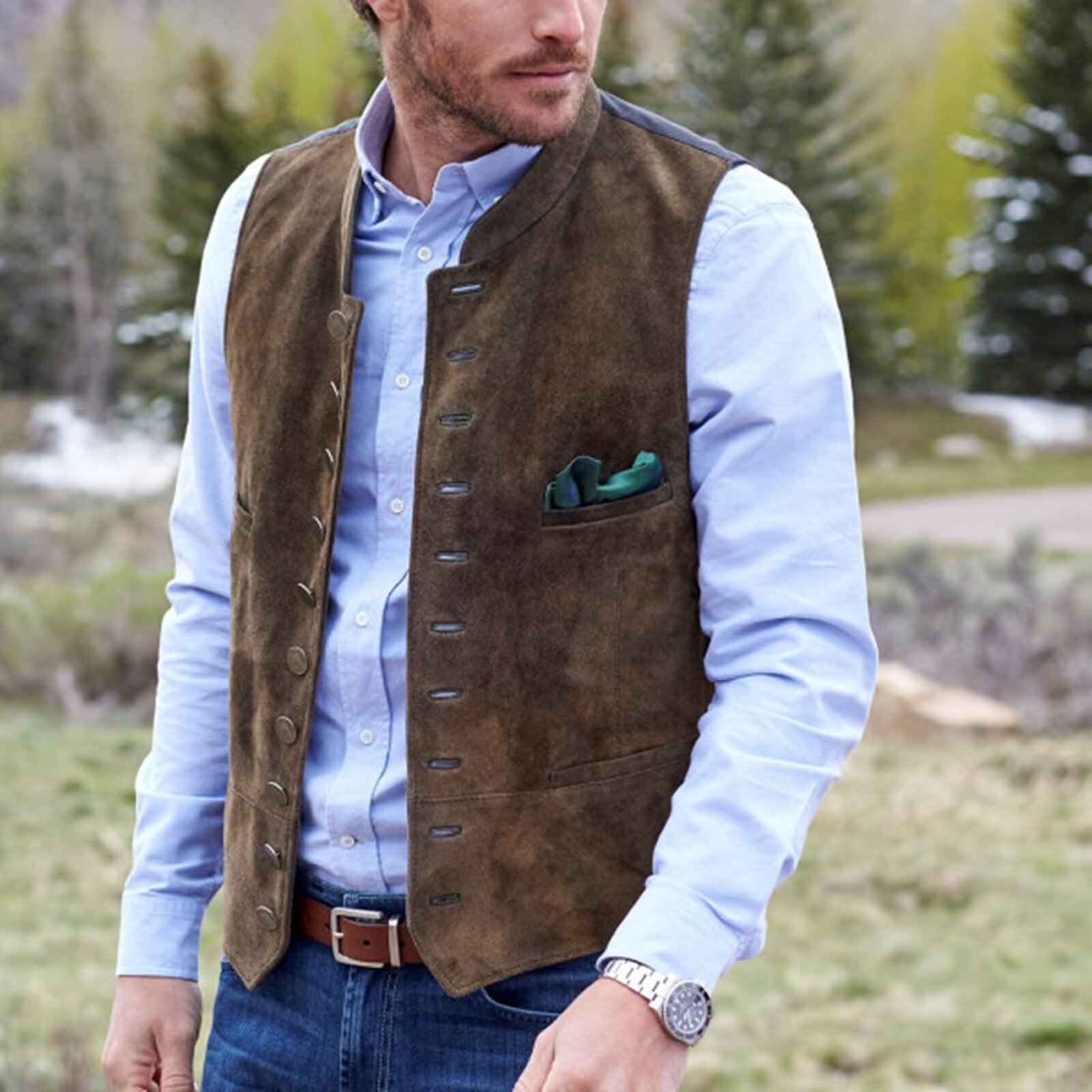 Men's brown suede vest 
