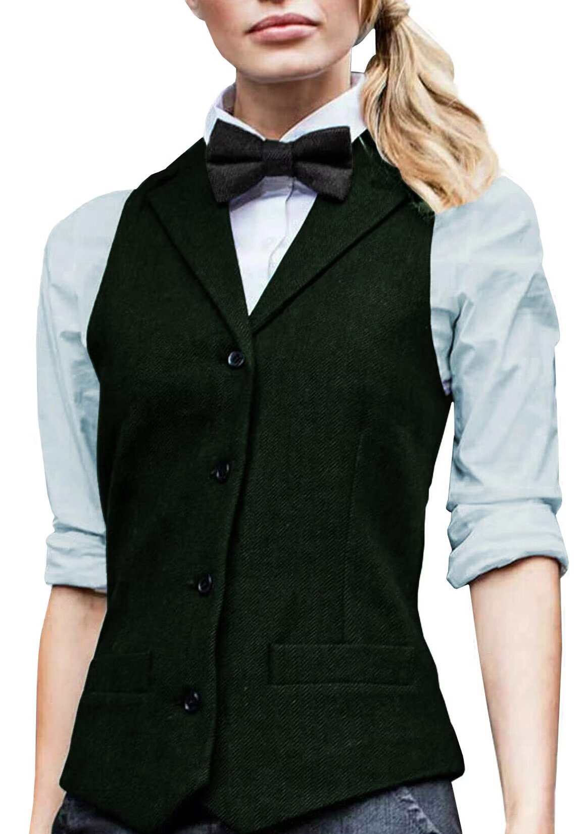 Women's green tweed vest 