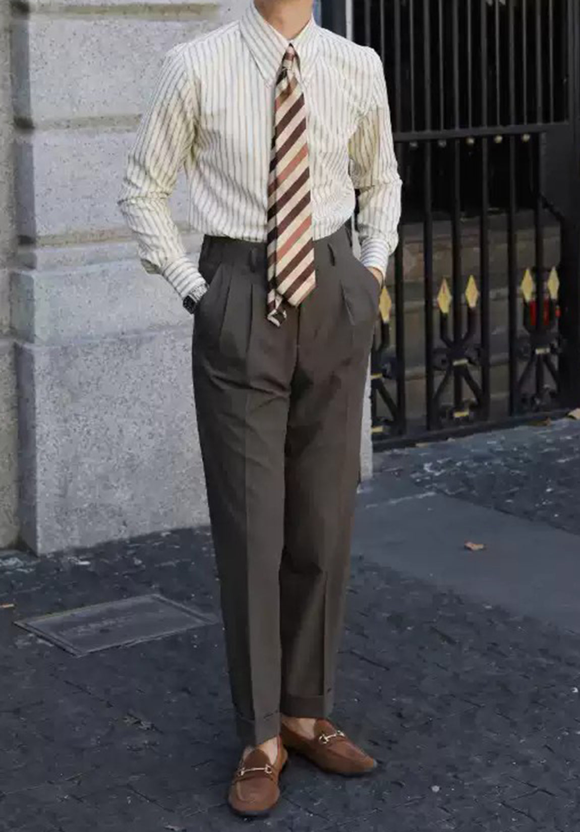 Men's Brown Dress Trousers£¬ Front View