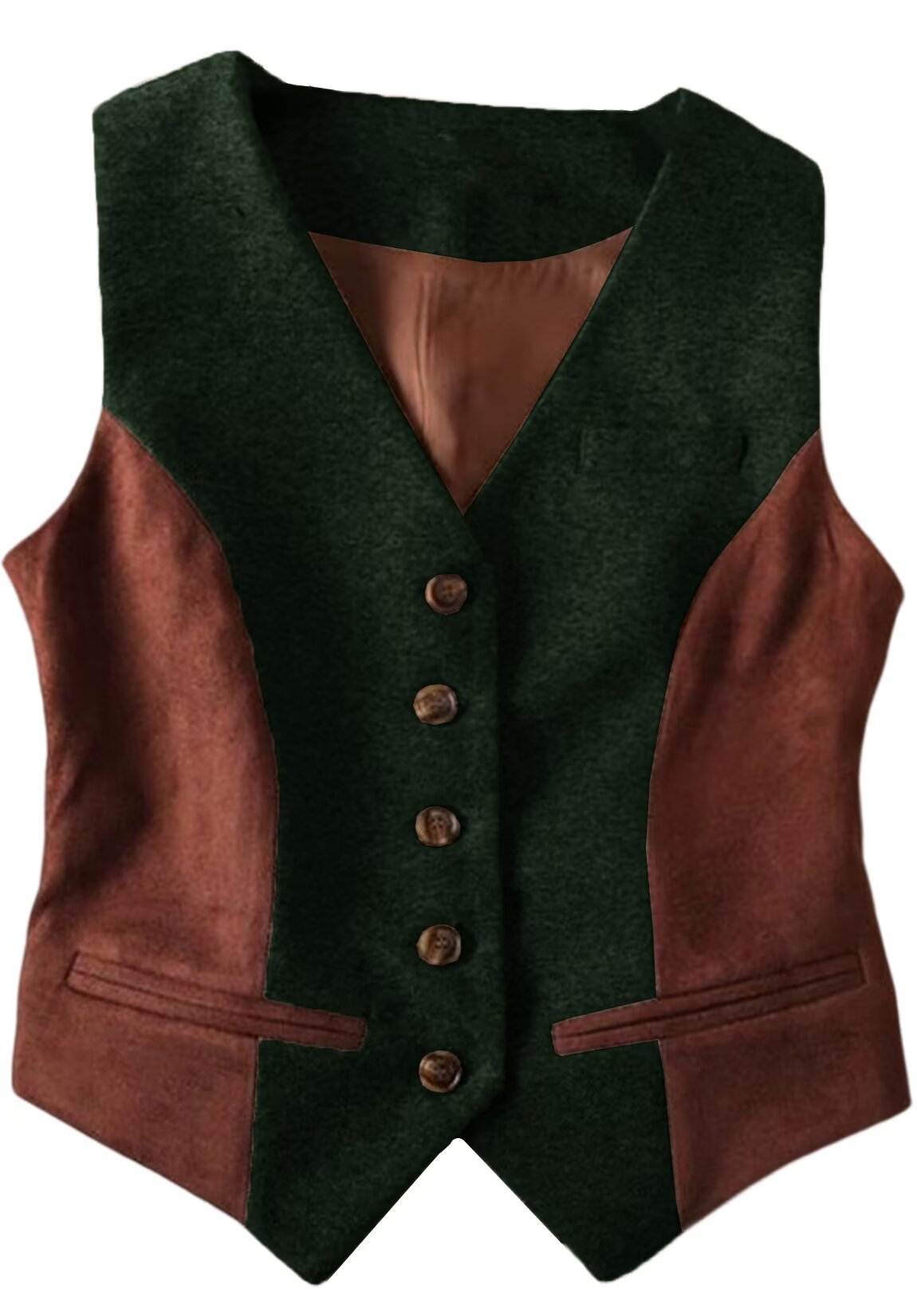 Women's green tweed vest 