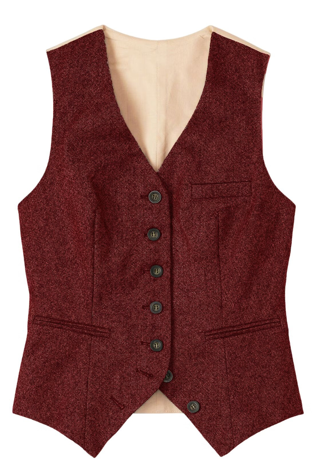 Women's red tweed vest 