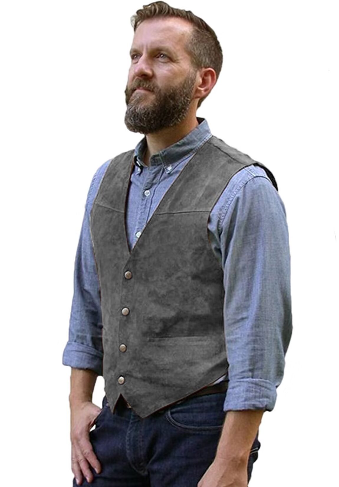 Men's gray suede vest 