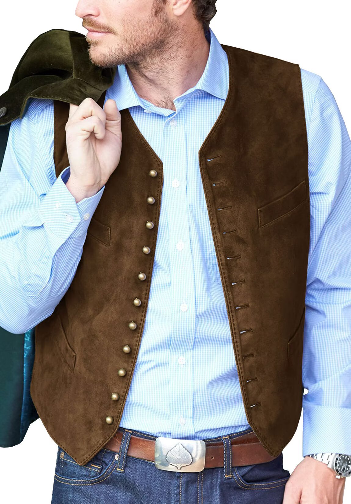 Men's brown suede vest 