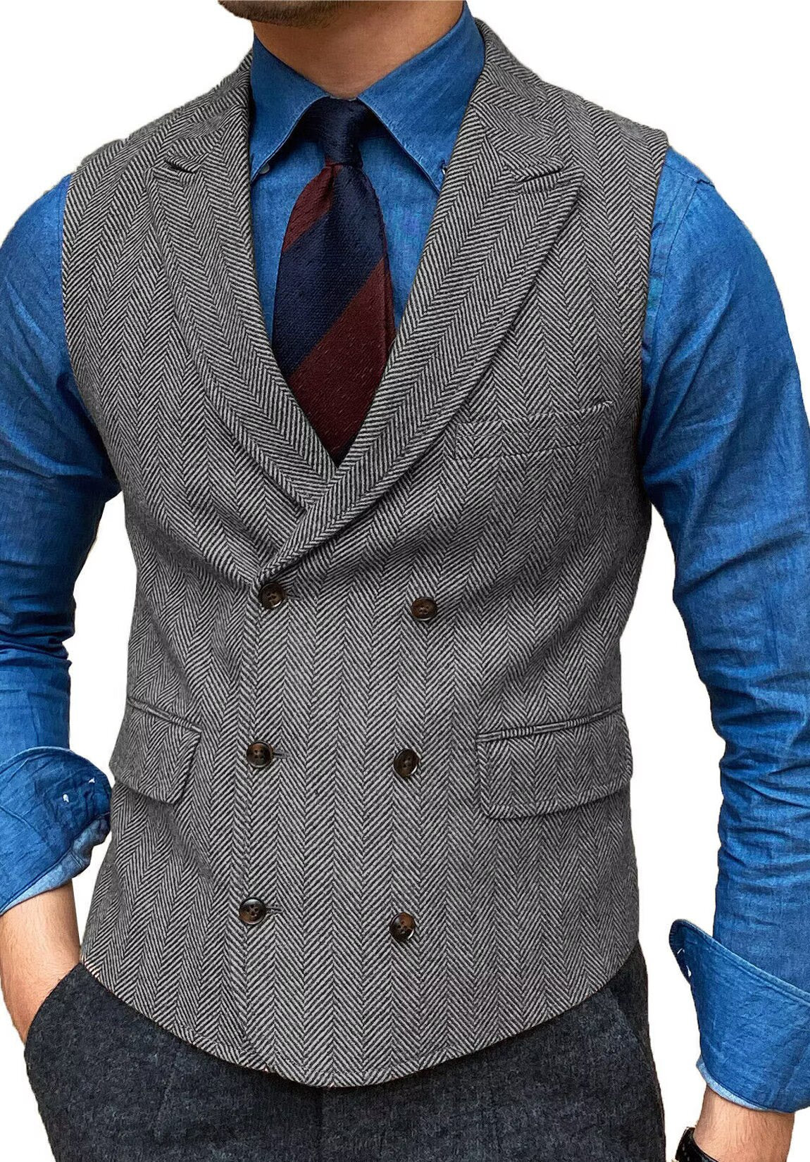 Men's gray tweed vest  