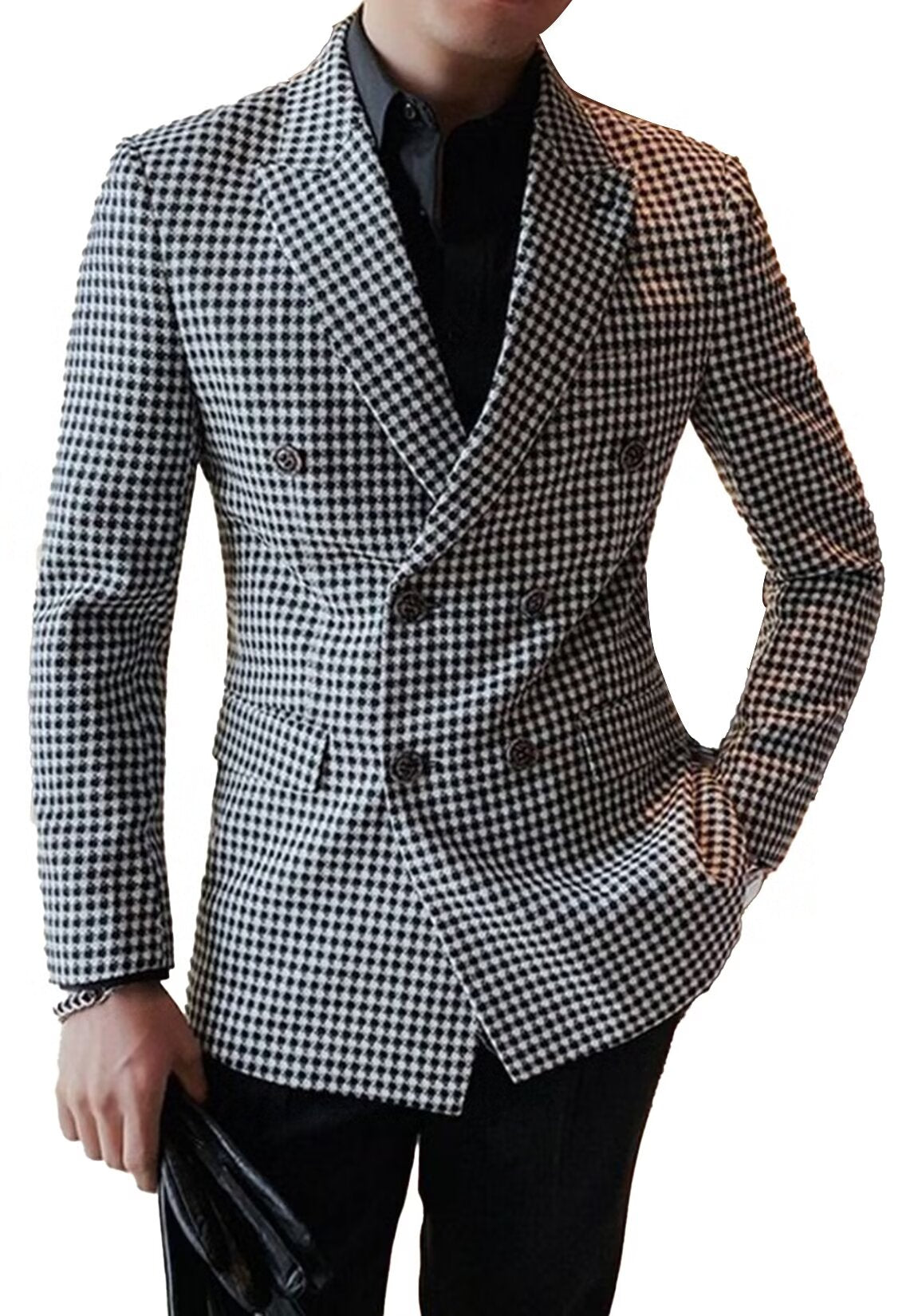 Men's Black Houndstooth Jacket