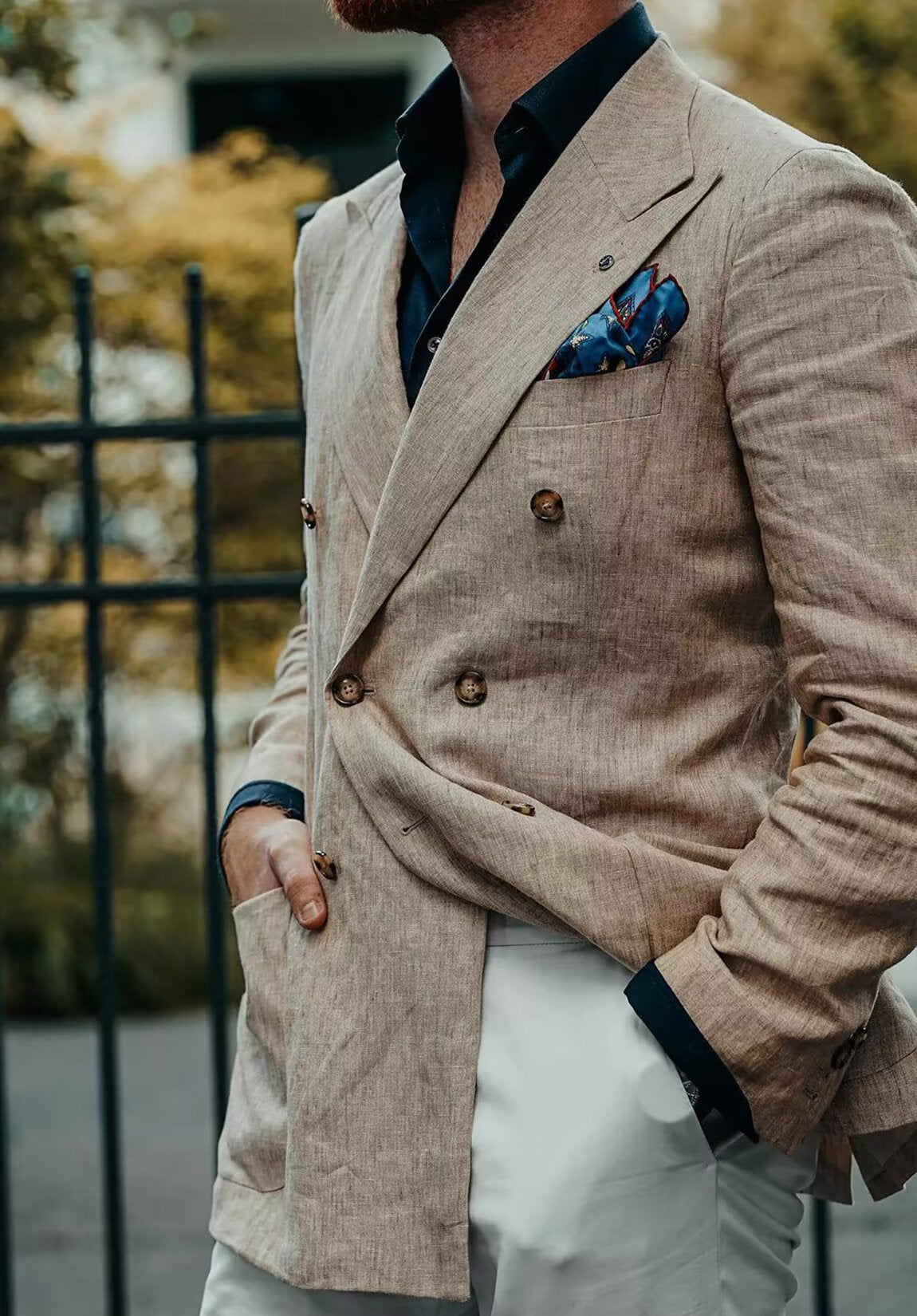  men??£¤s linen double-breasted jacket 