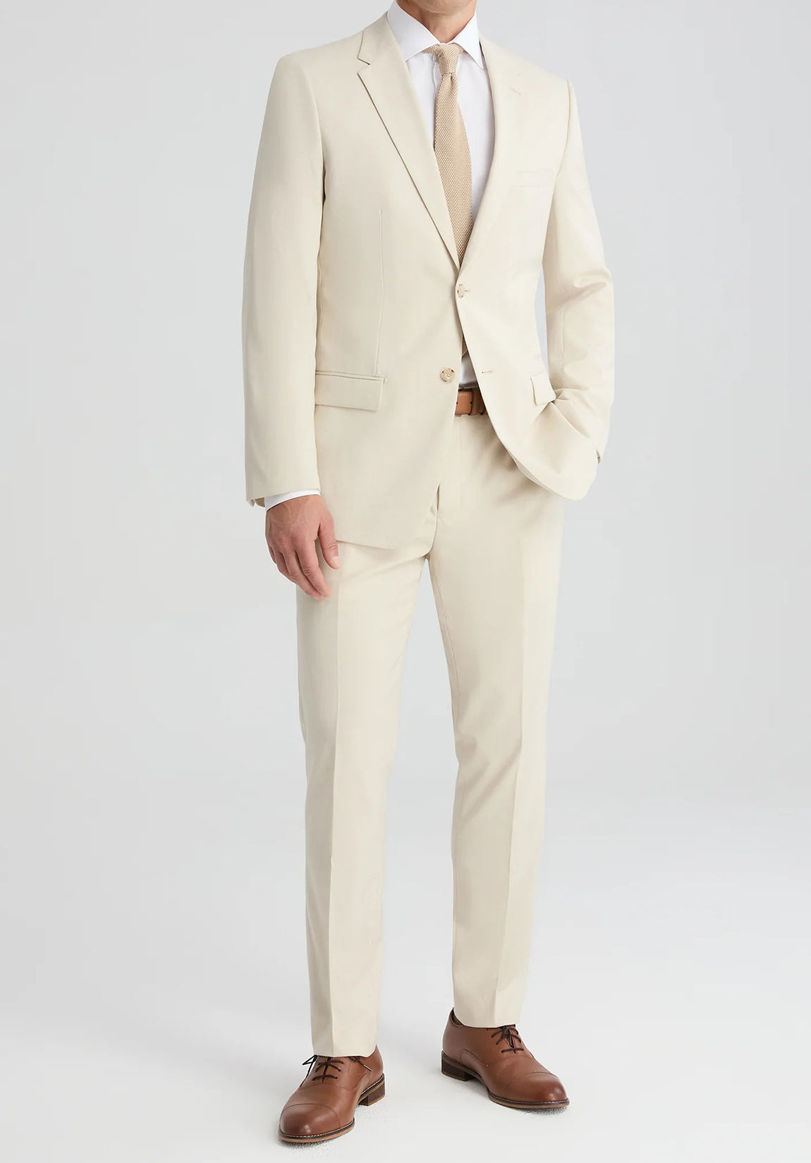 Men's Khaki Pants Paired with a Suit Jacket£¬ Front View
