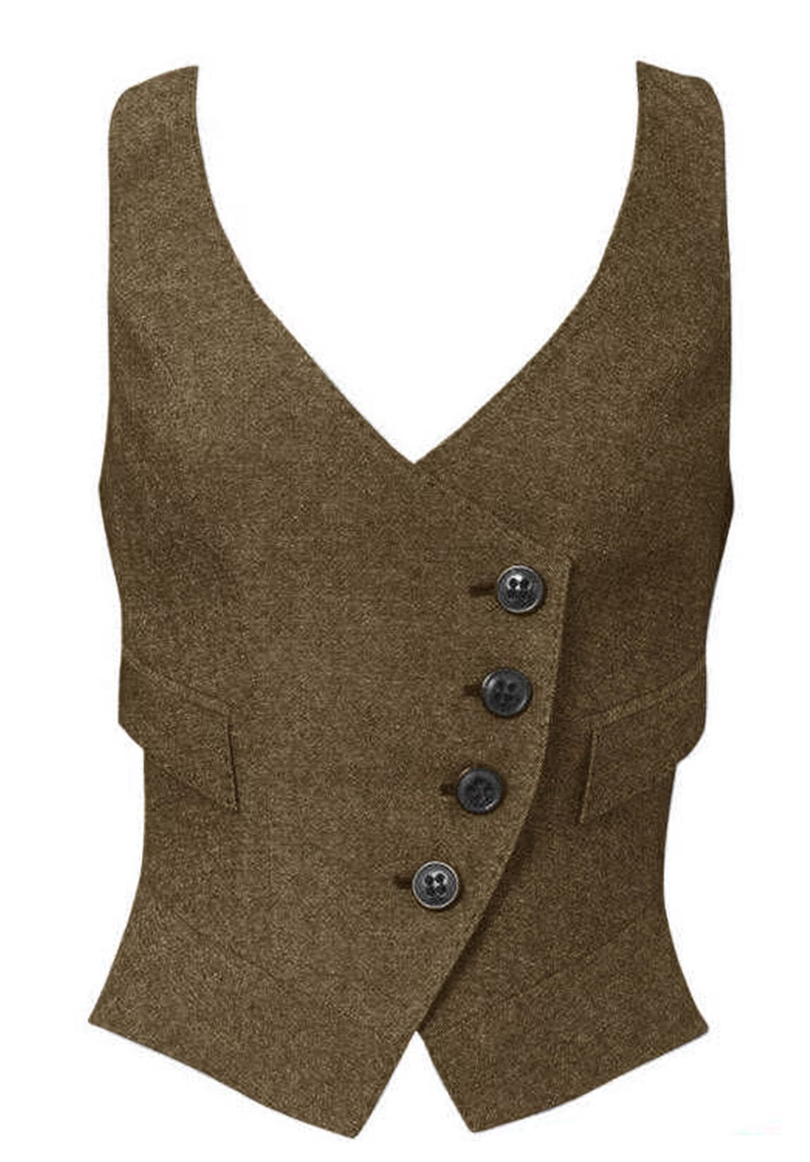 Women's khaki tweed vest 