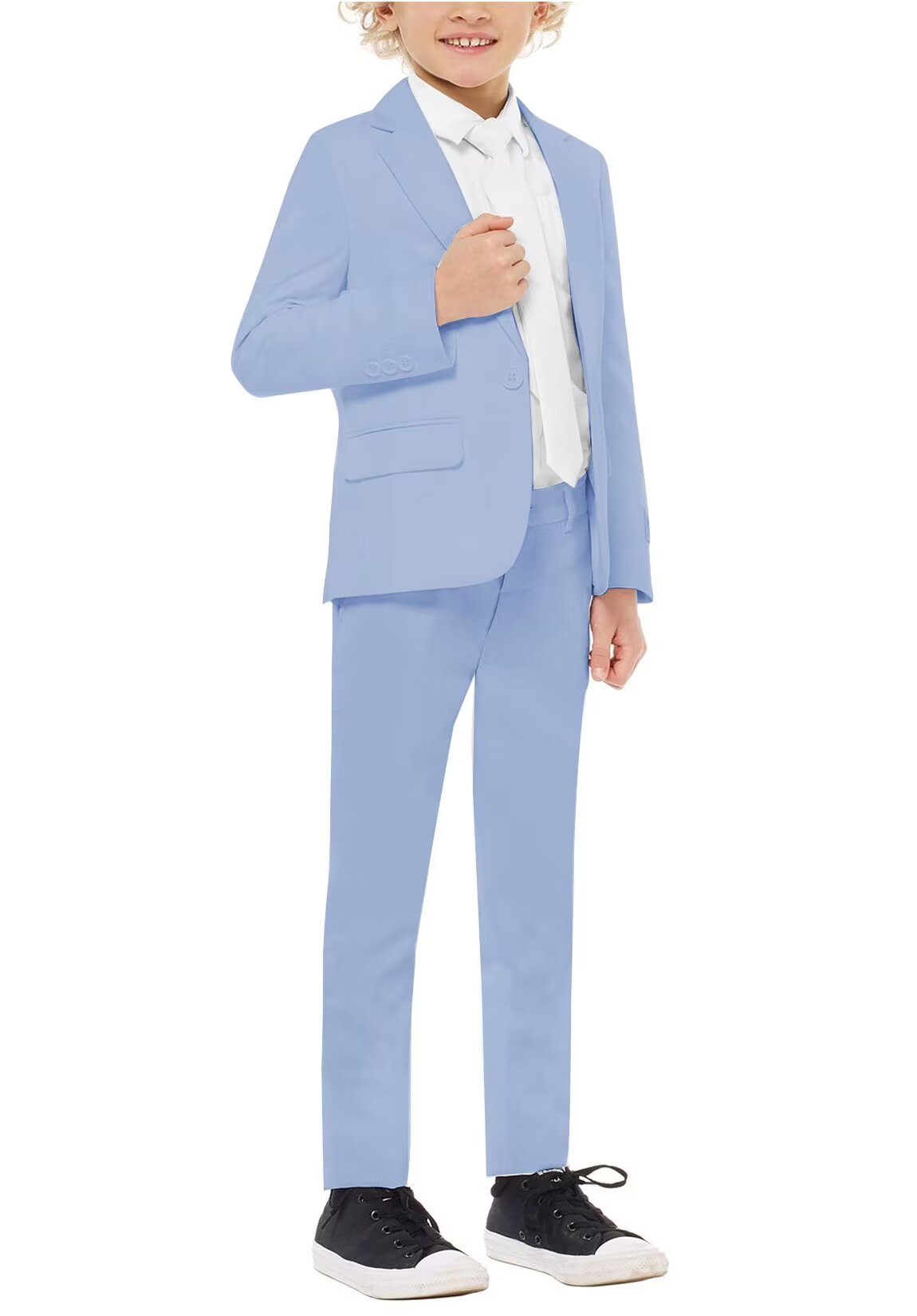 DRAHANCE Kids and Boys 2 Piece- Casual Solid Jacket Pants Tuxedo For Weddings,White,Size 2T