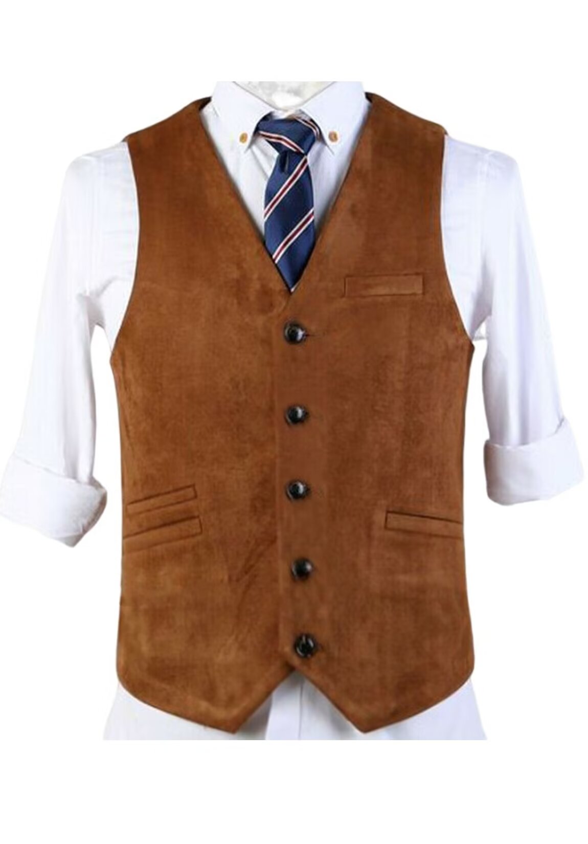 Men's khaki suede vest 