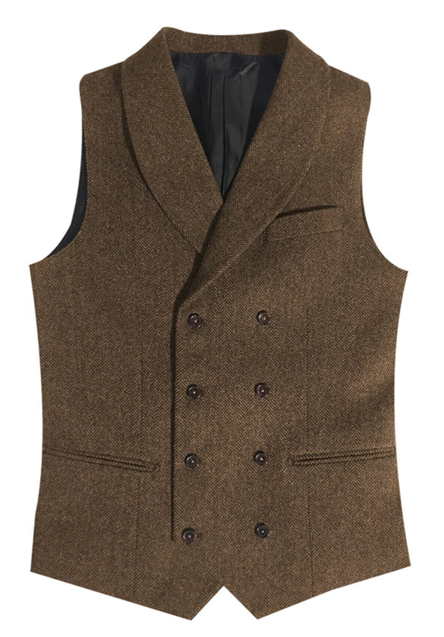 Men's brown tweed vest 