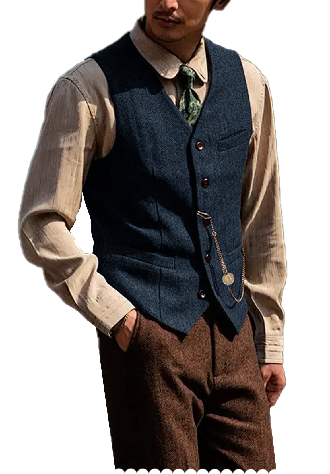 Men's navy tweed vest 