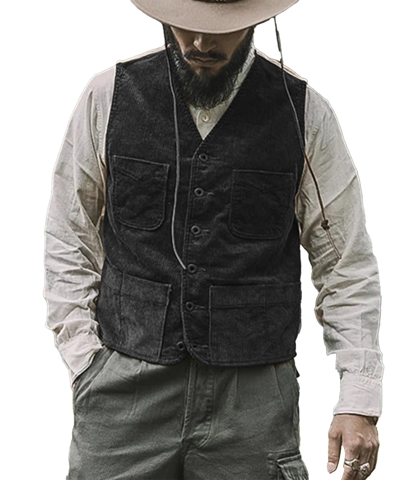 Men's black corduroy vest 