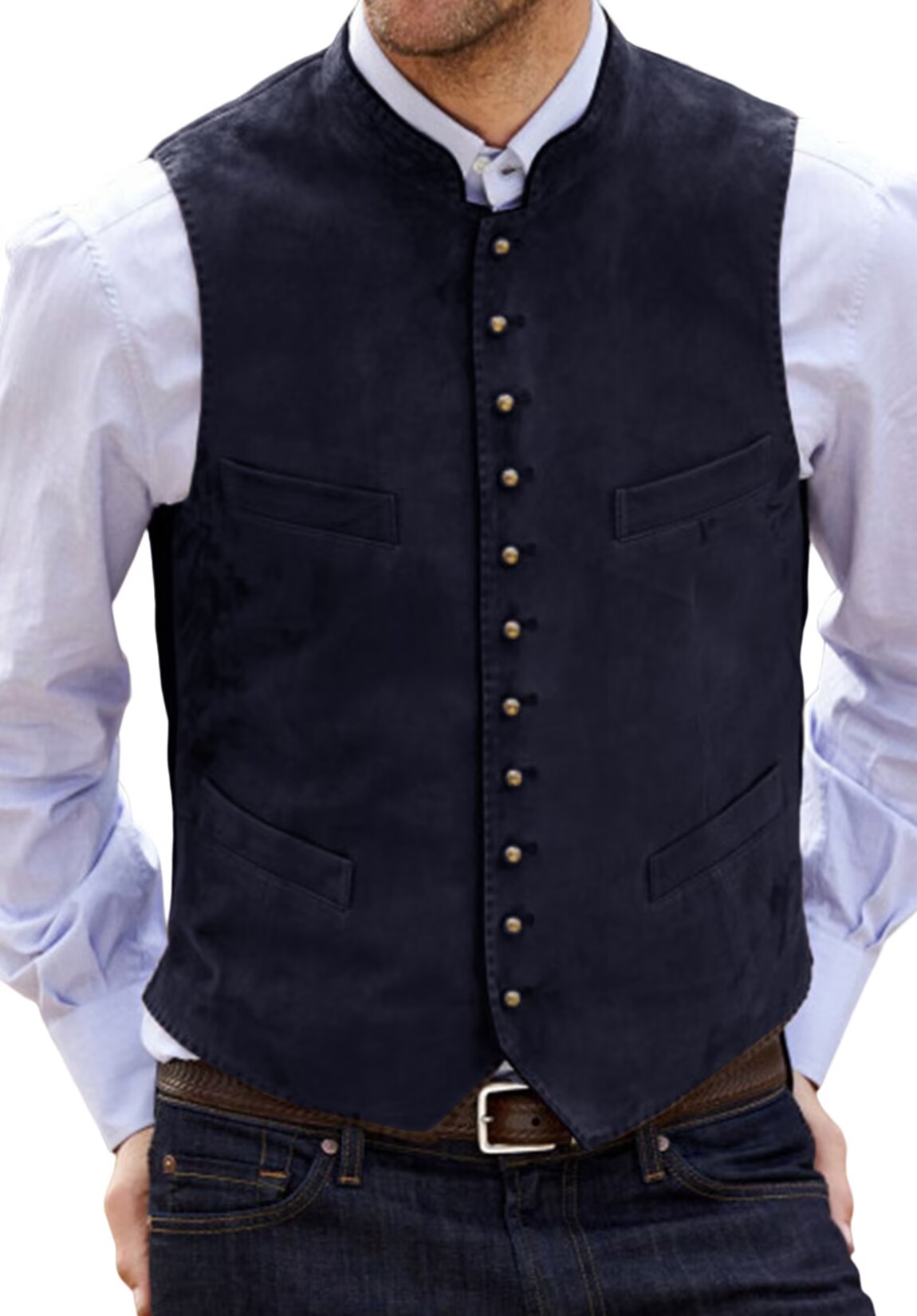 Men's navy suede vest 