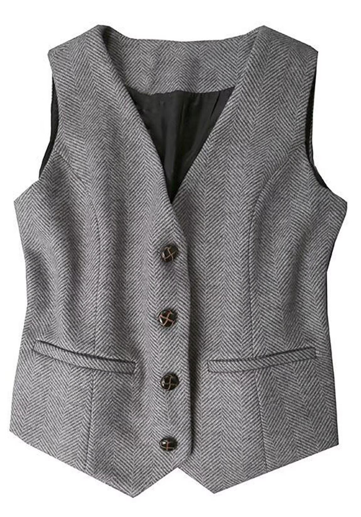 Women's gray tweed vest 