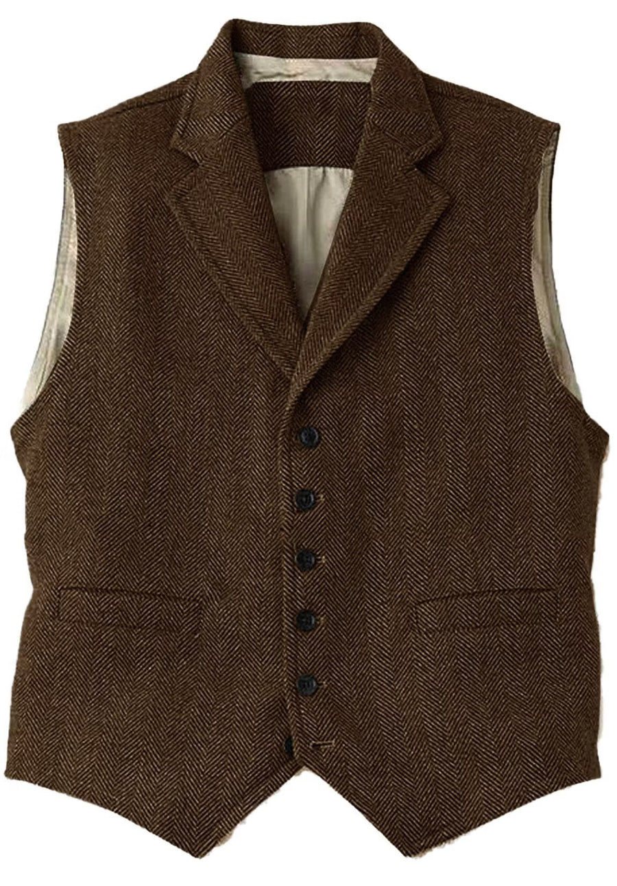 Men's brown tweed vest 