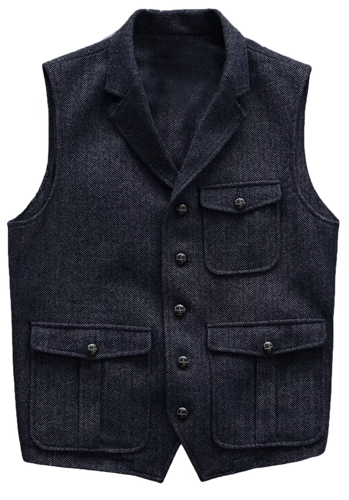 Men's navy tweed vest 