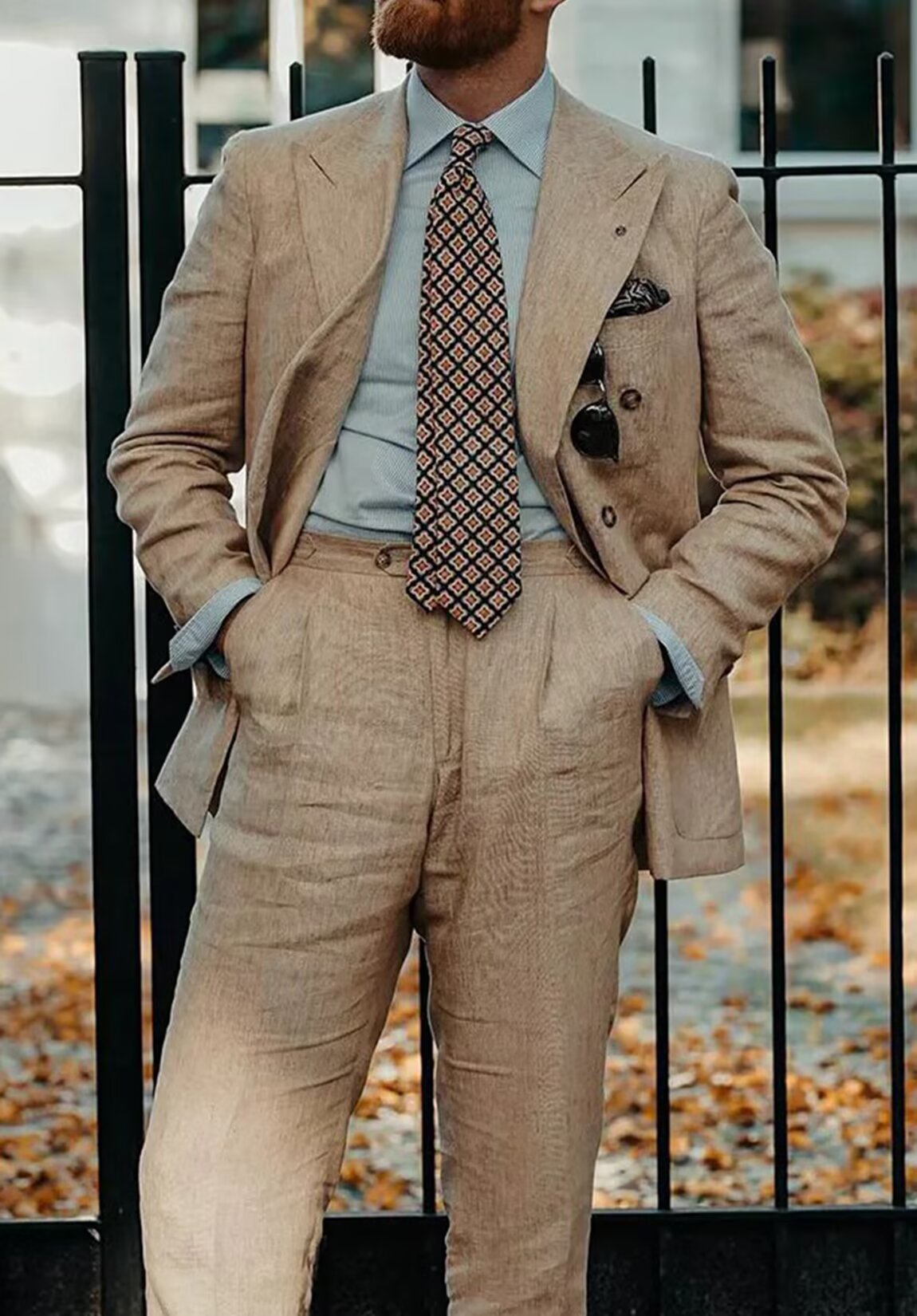  men??£¤s linen double-breasted jacket 