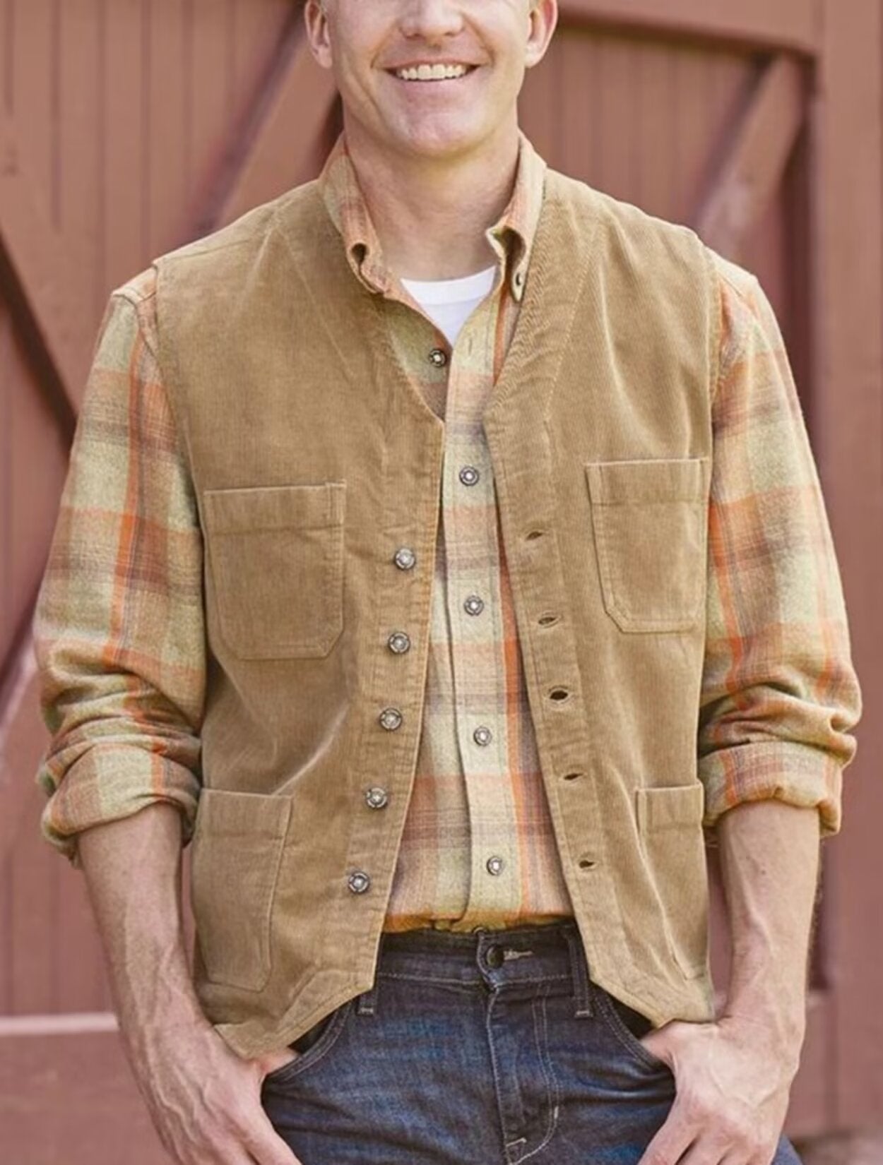 Men's navy blue corduroy vest 