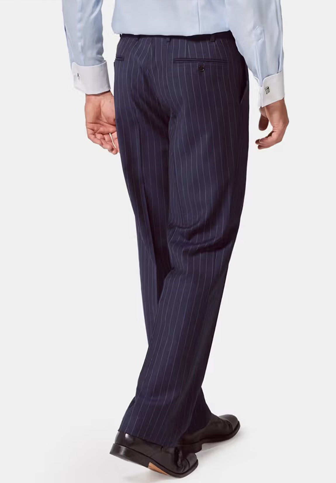 men navy pants back view formal style