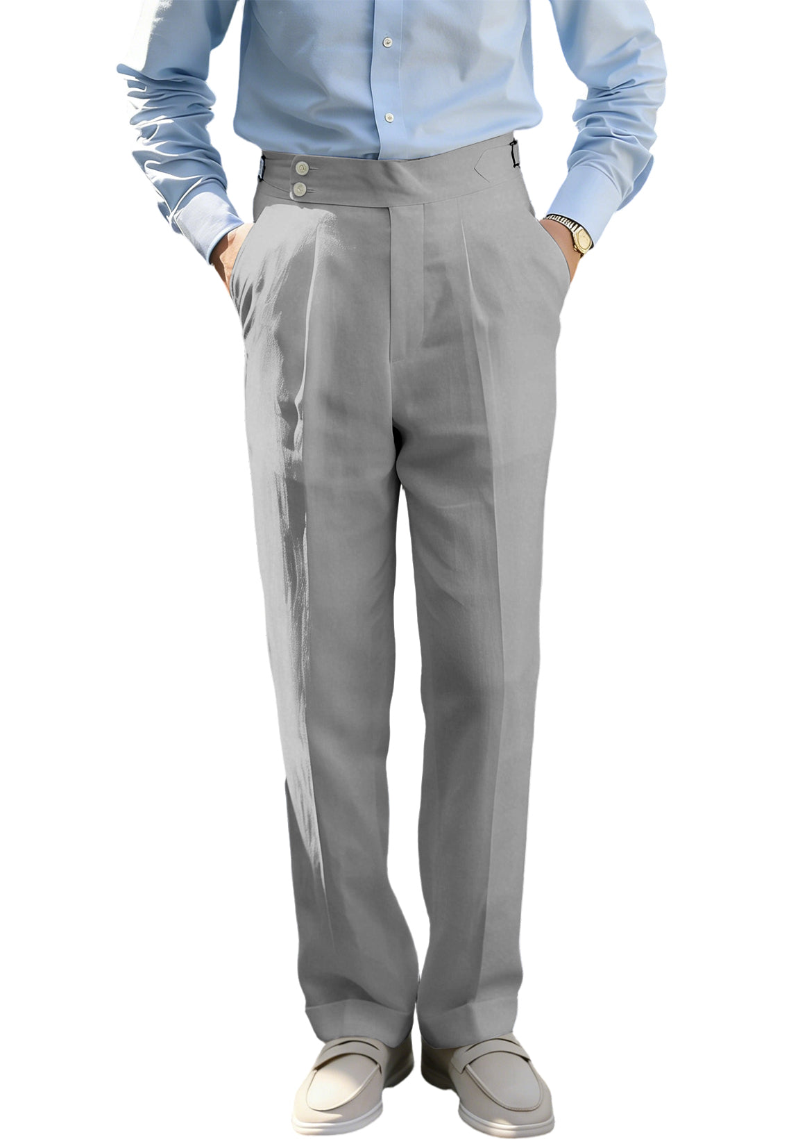 Men Linen Pants Grey