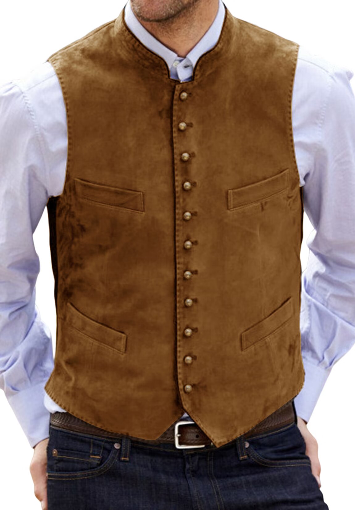 Men's khaki suede vest 