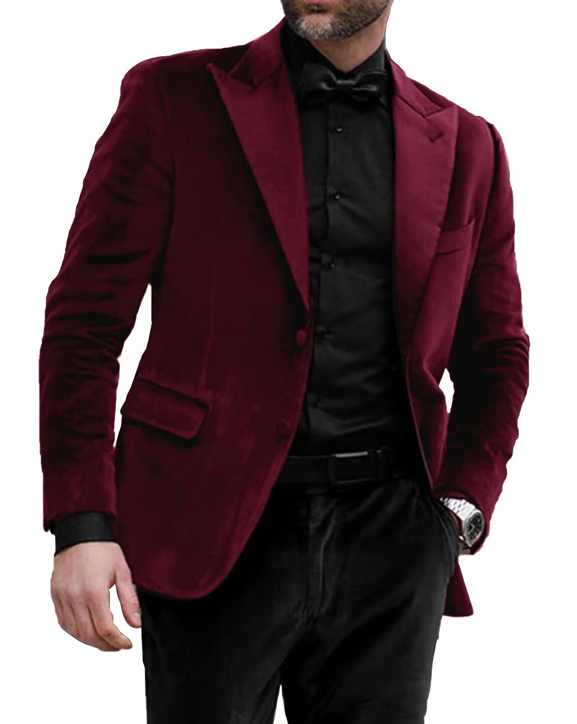 Men's Burgundy Velvet Jacket