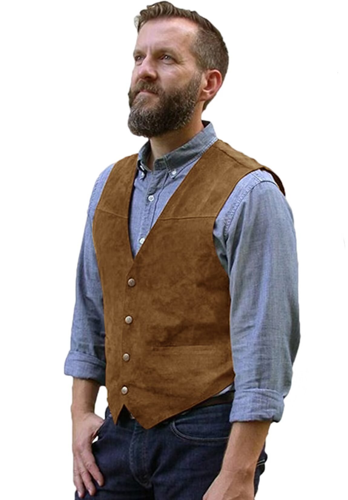 Men's khaki suede vest 