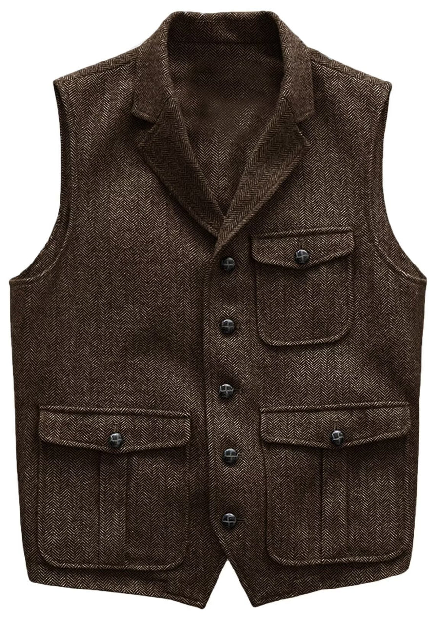 Men's brown tweed vest 