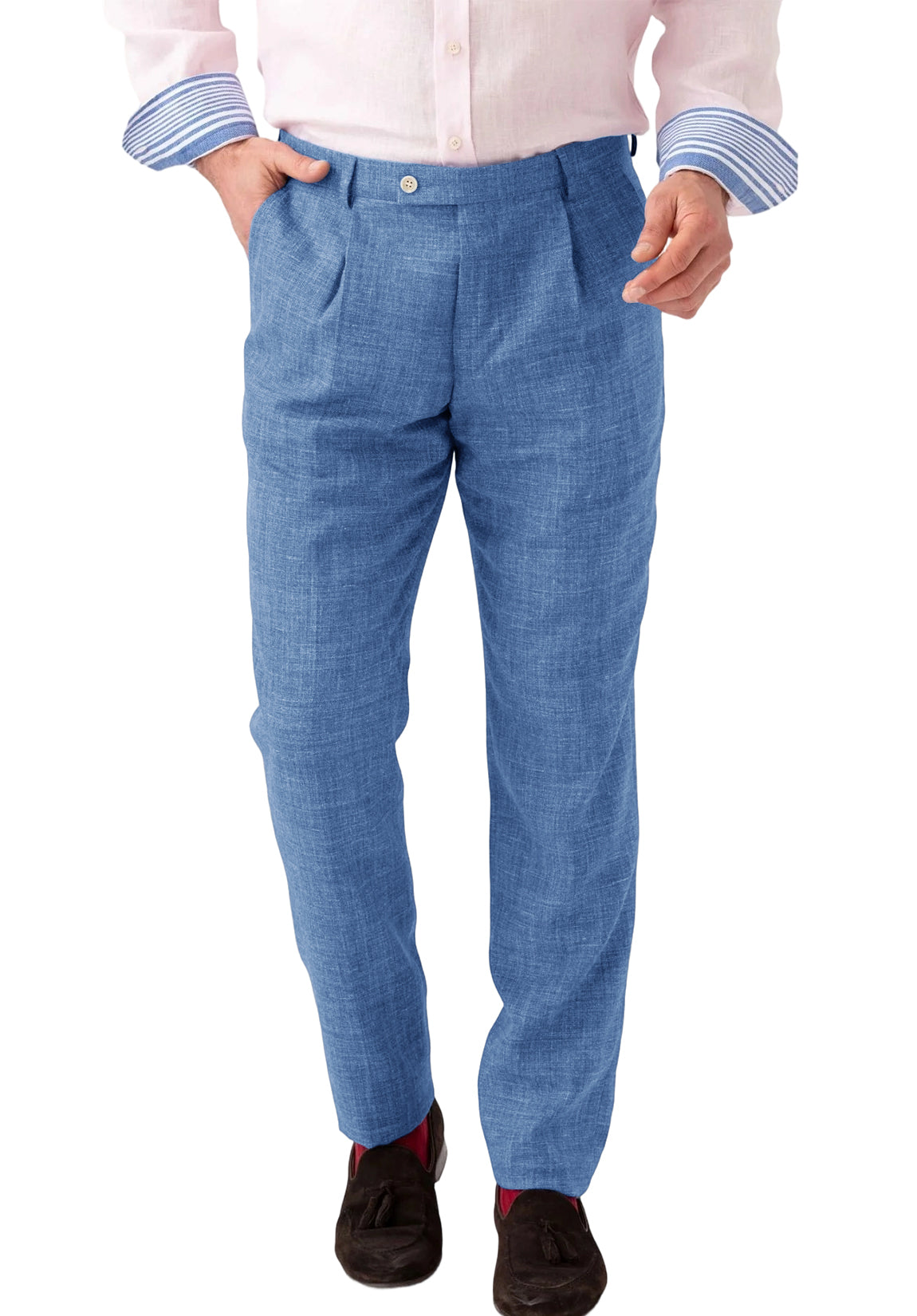 Men Linen Pants Blue