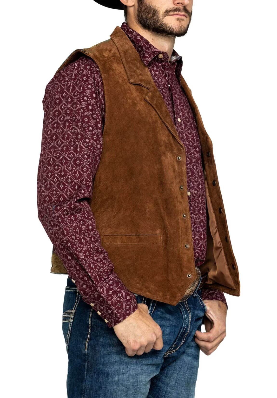 Men's khaki suede vest 