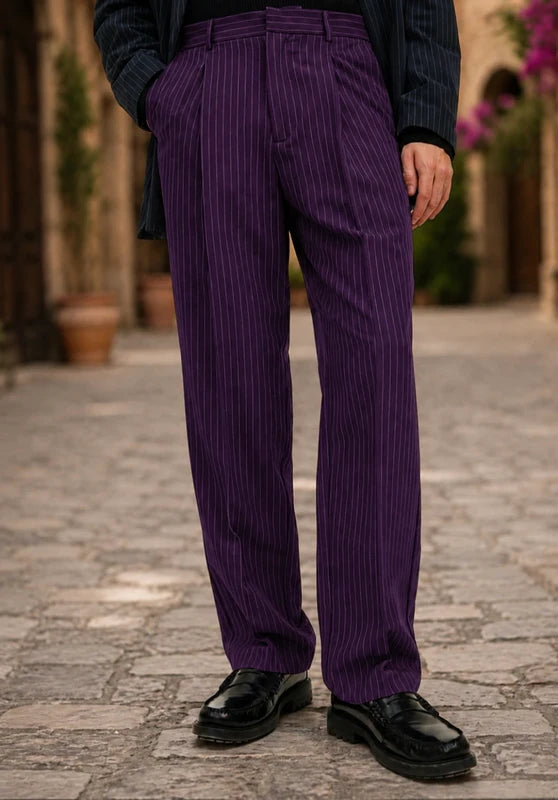 Men's purple striped pants