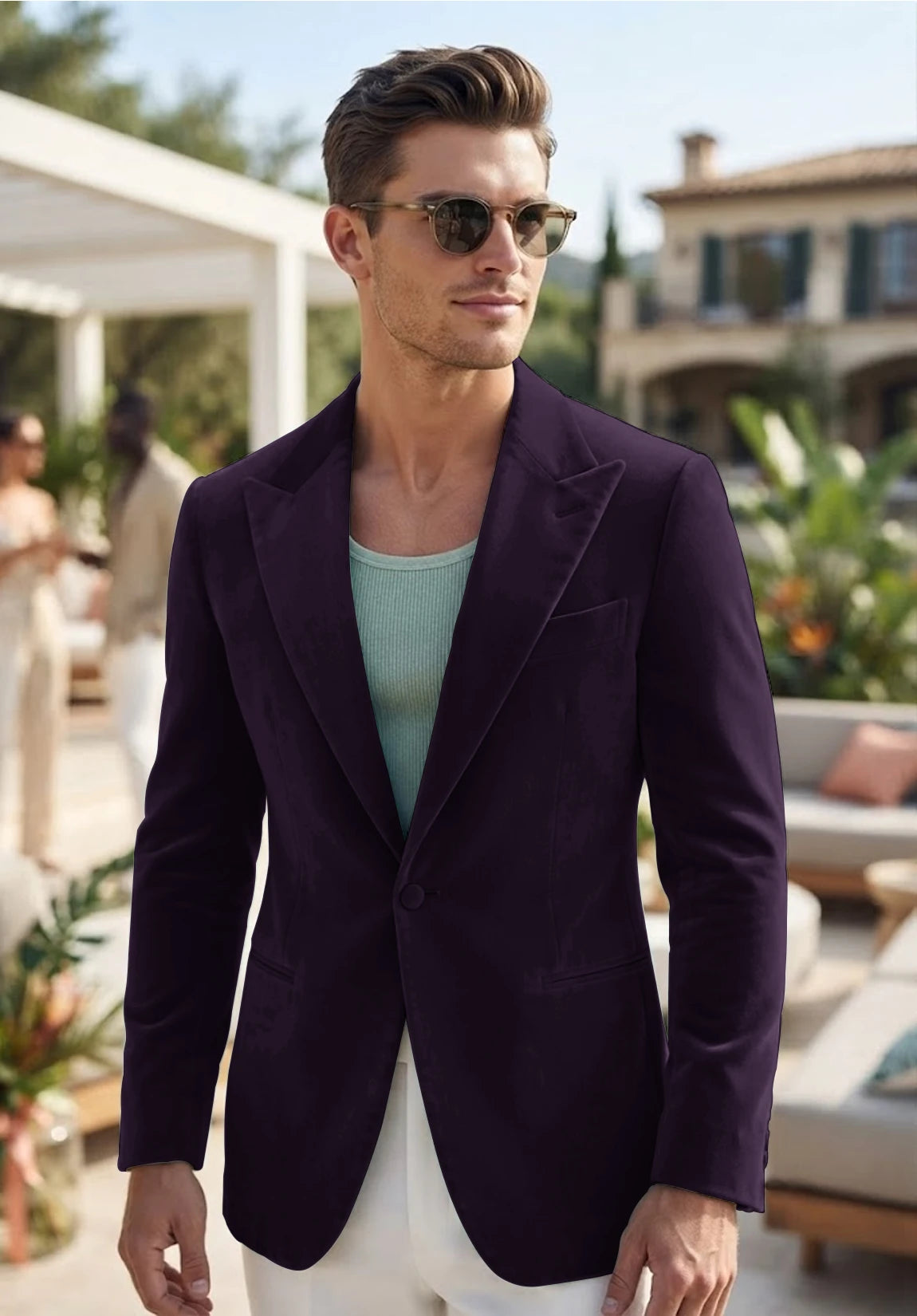 Men's purple velvet jacket