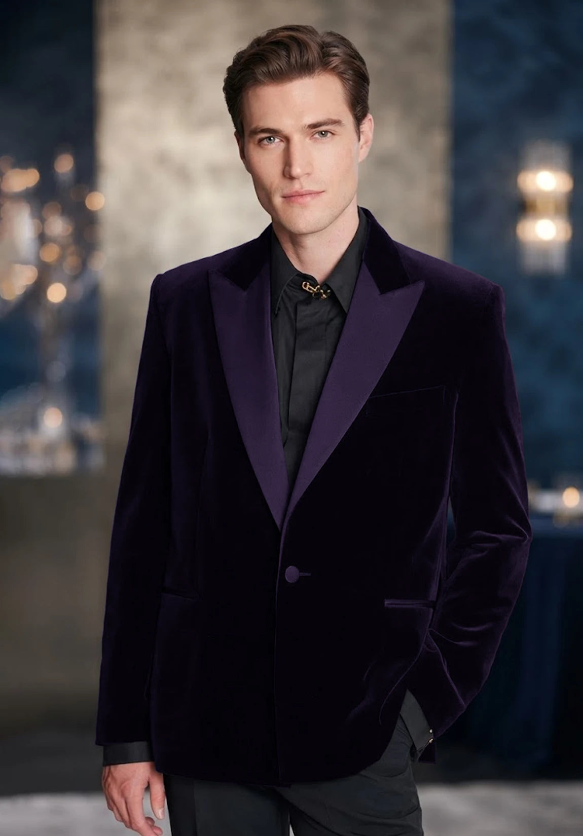 Men's purple velvet jacket