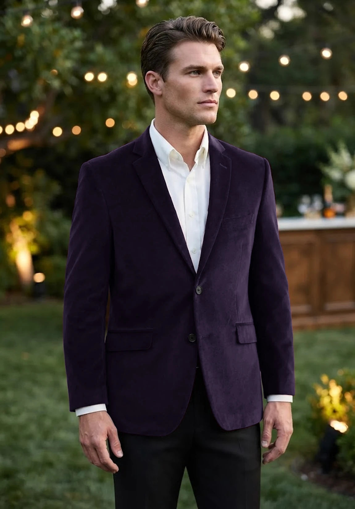Men's purple velvet jacket