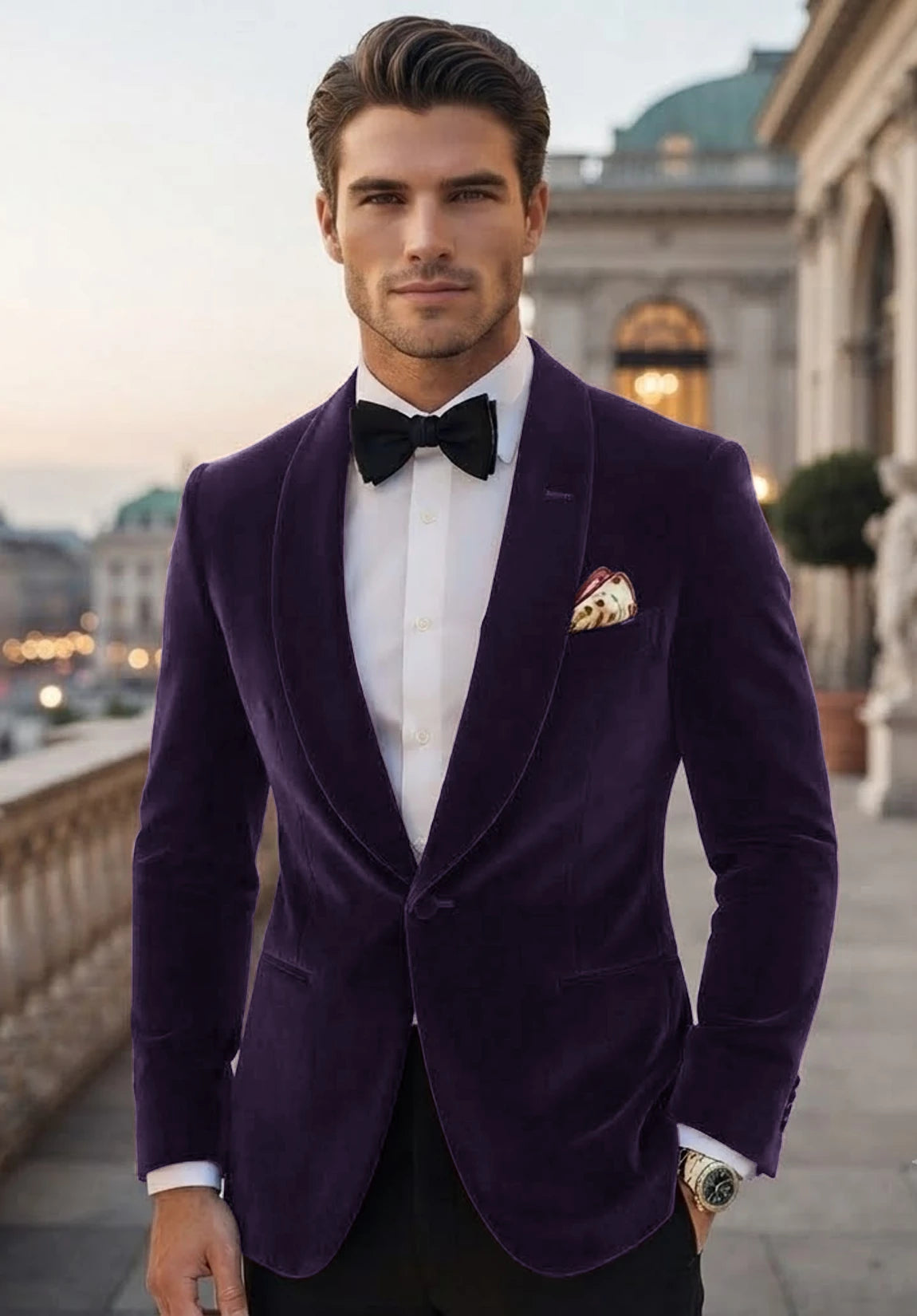 Men's purple velvet jacket