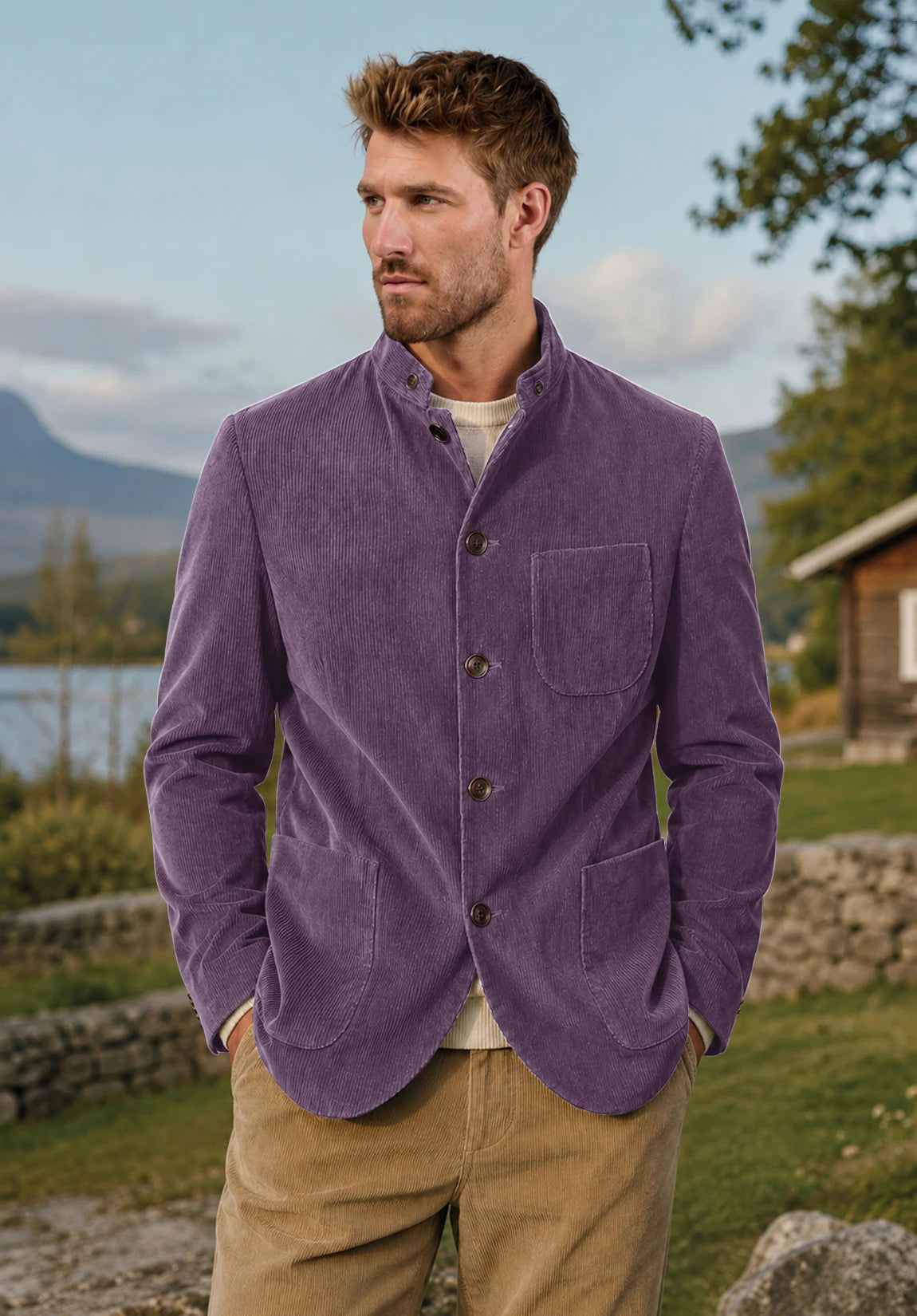 Men's purple corduroy jacket