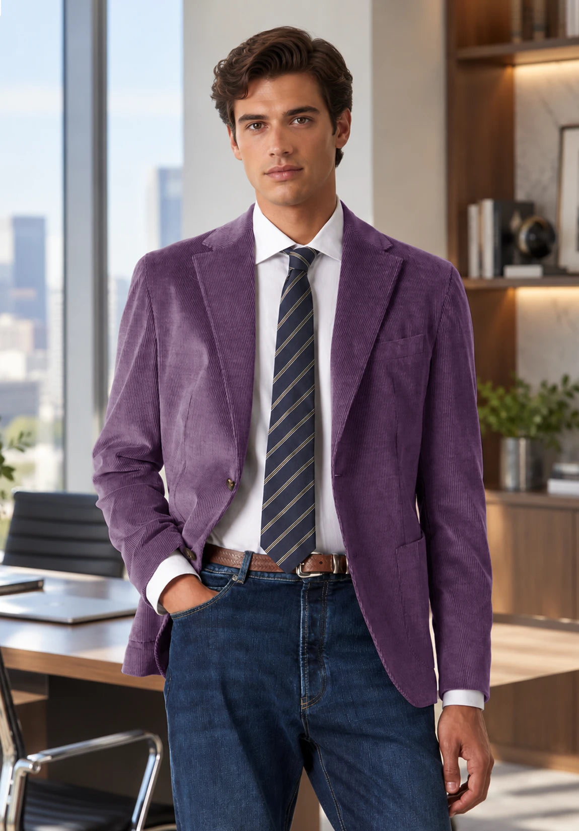 Men's purple corduroy jacket