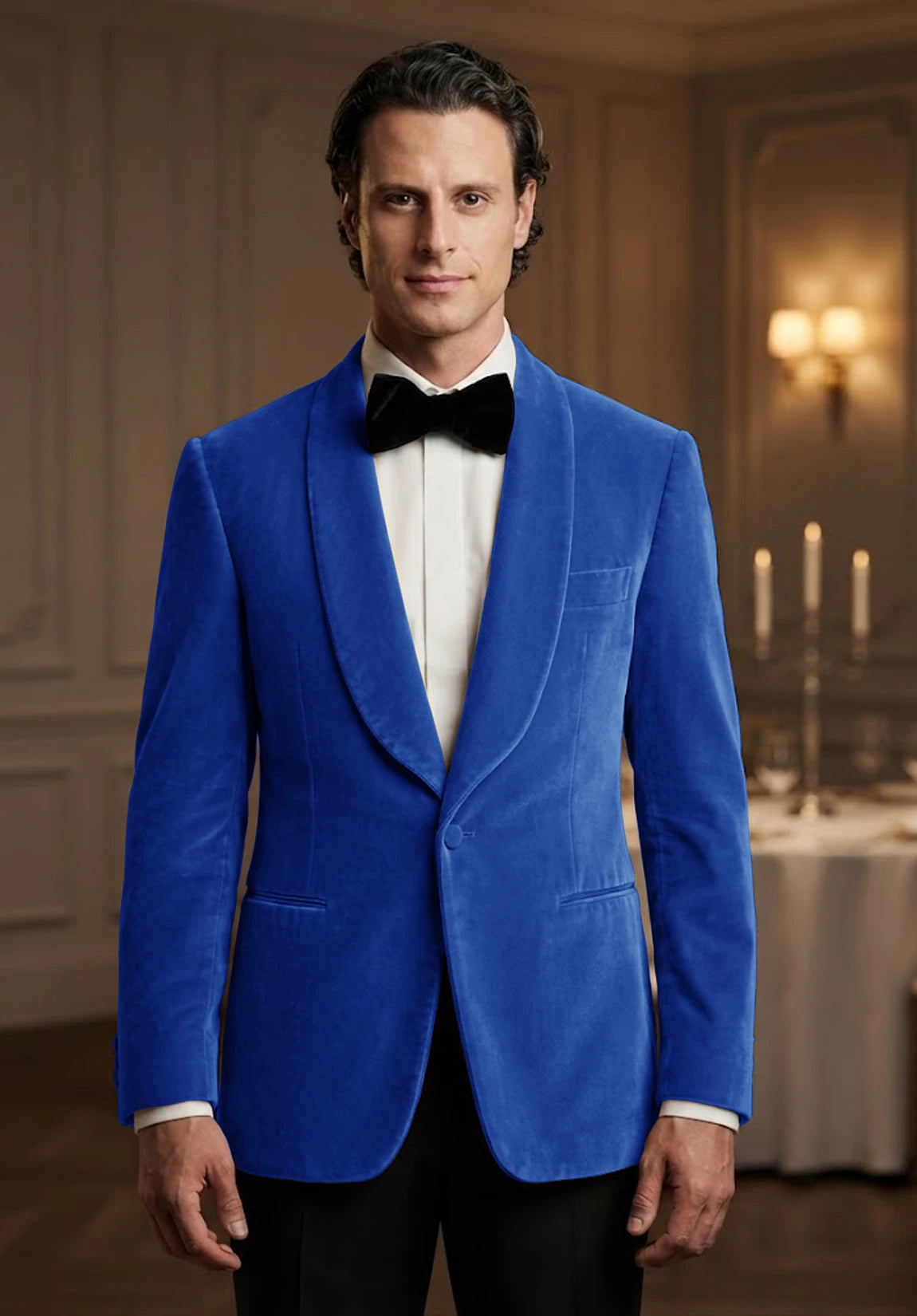 Men's royal blue velvet jacket