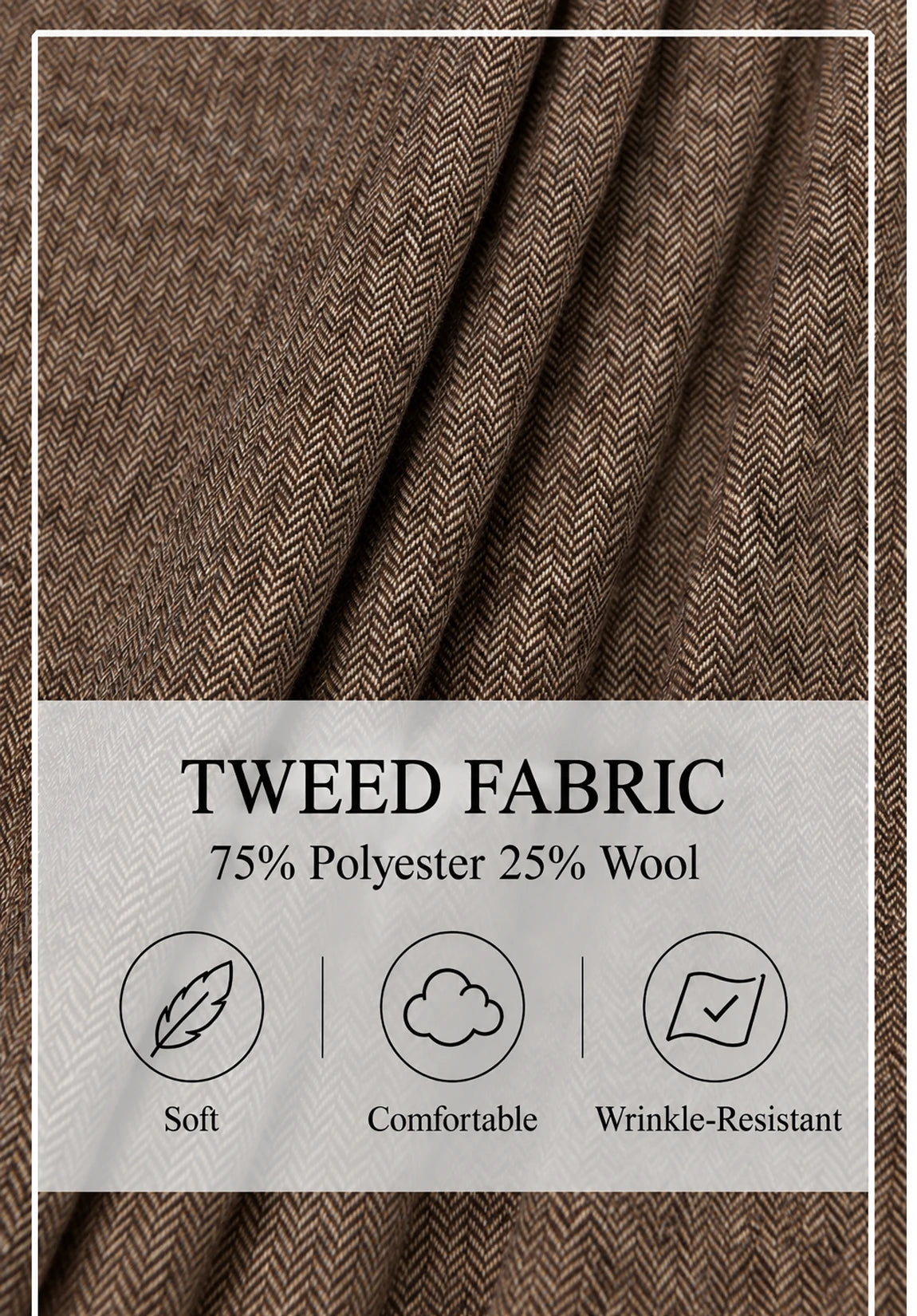 Women's Suit Vest Brown Herringbone Tweed Fabric Close-Up
