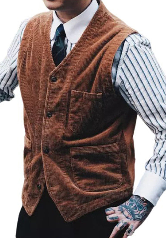Men's brown corduroy vest 
