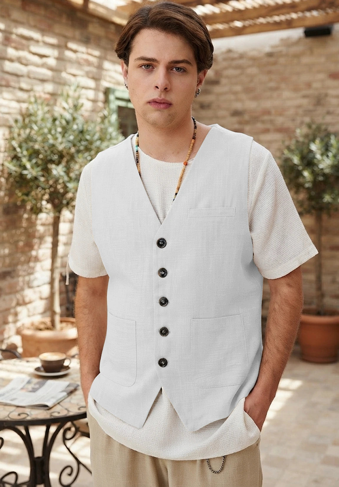 Men's white vest