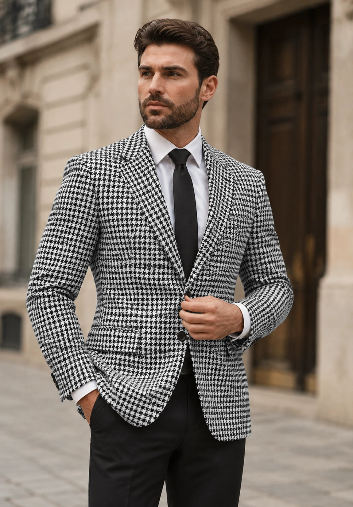 Men's White Houndstooth jacket