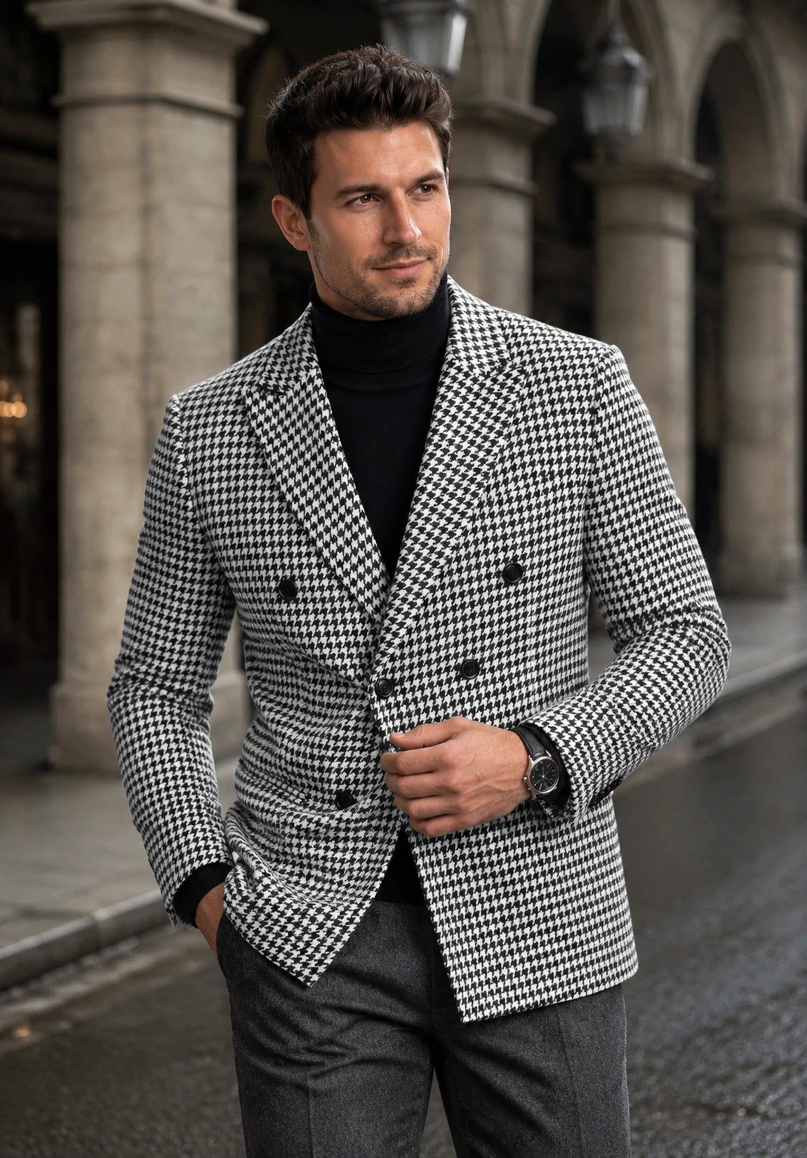 Men's White Houndstooth jacket