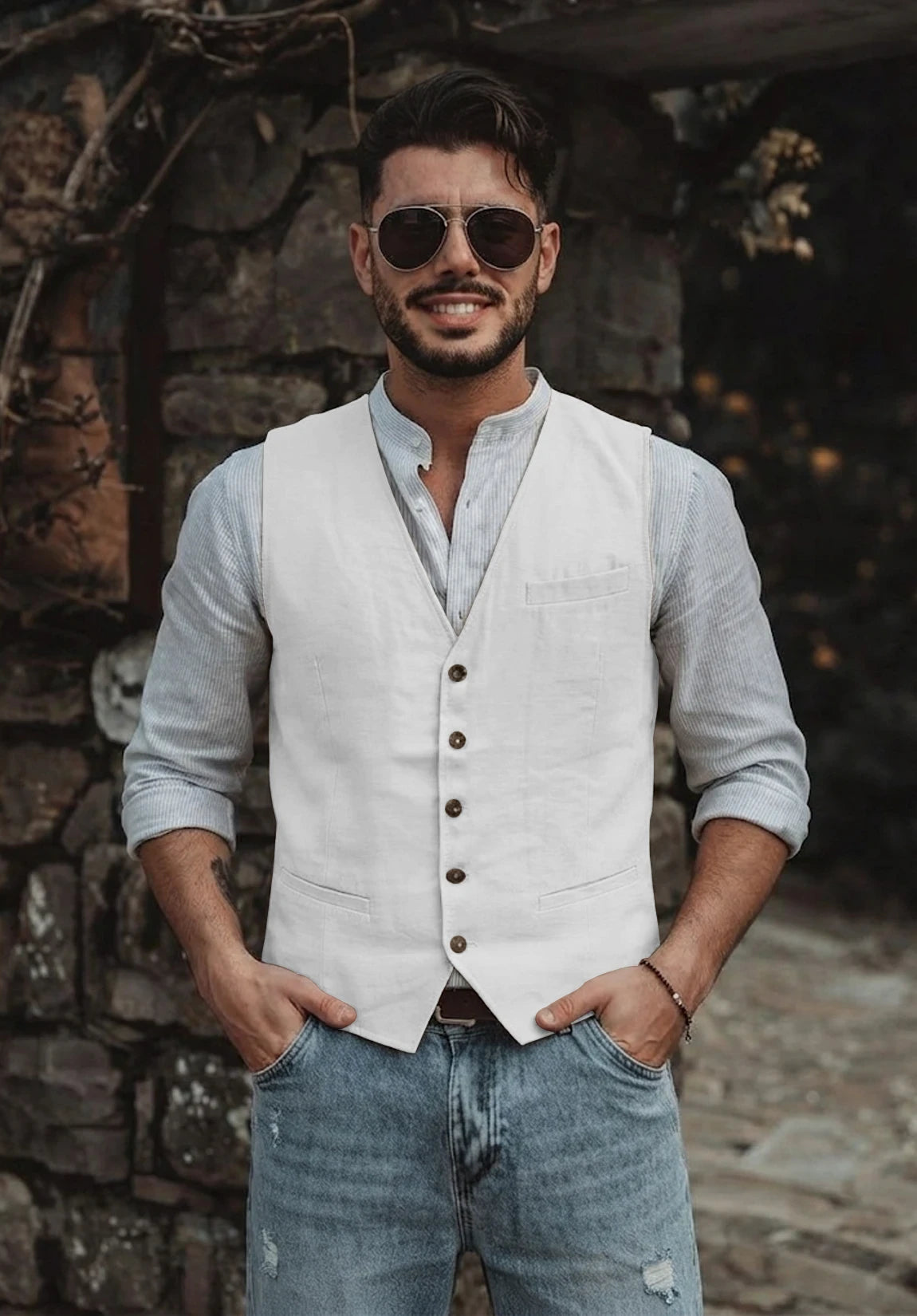 Men's white vest