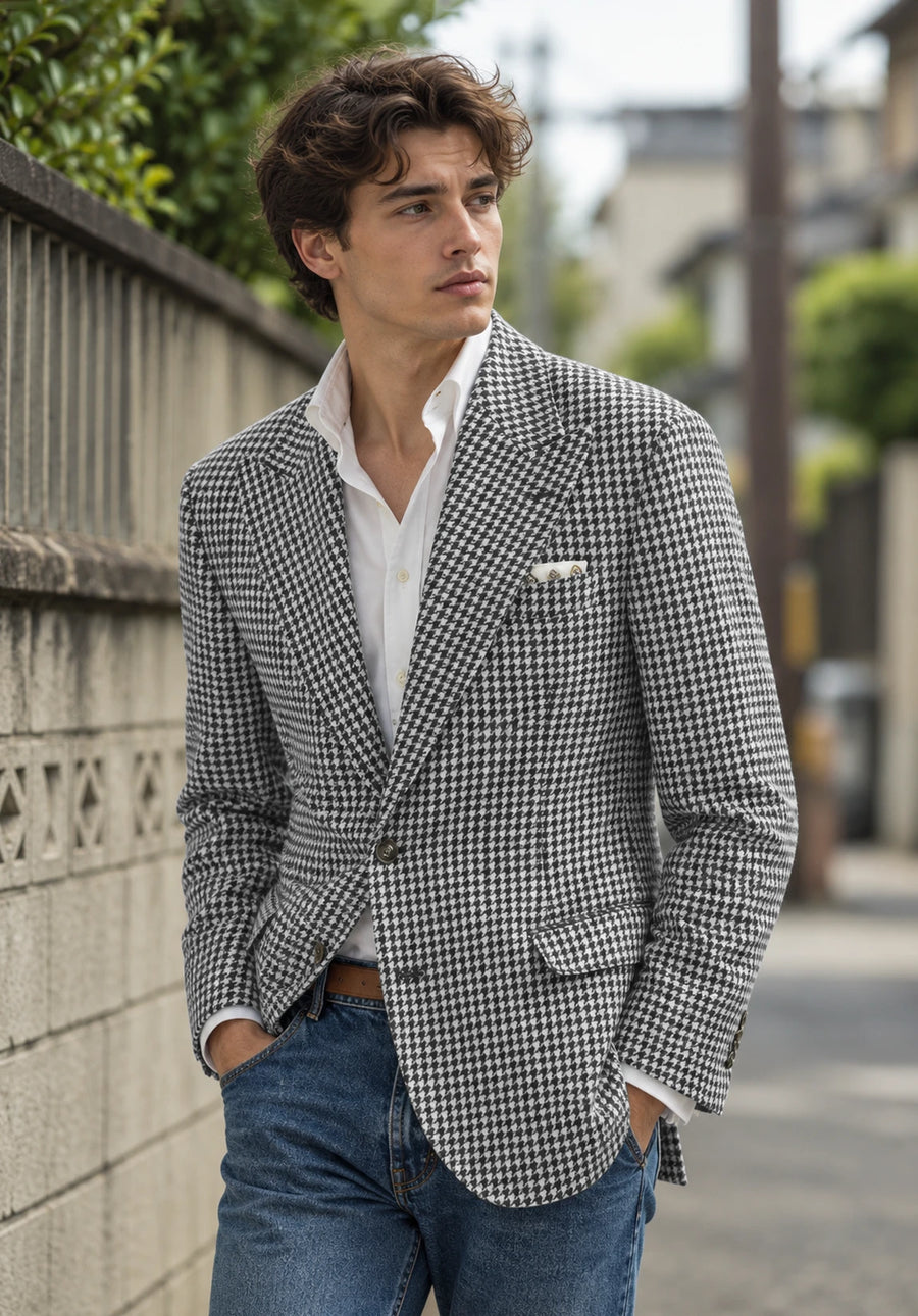 Men's White Houndstooth jacket